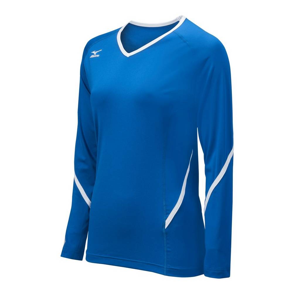 Mizuno Techno Generation Long Sleeve - Bayan Forma - Kraliyet Mavisi/Beyaz Türkiye (FOHQMJ-568)